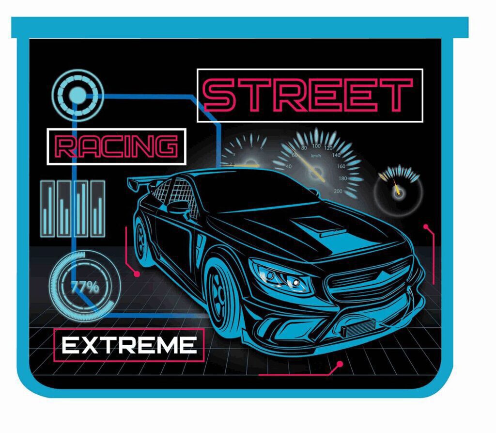 Папка д/тетрад. А5 1отд. молния сверху, пластик "Racing. Синяя машина"