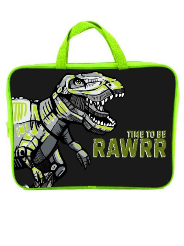 Папка А4 с ручками, ткань, на молнии Динозавр