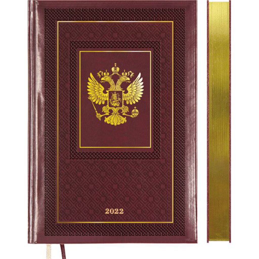 Ежедневник дат. 2022г А5 deVENTE Symbol 352стр.,бордовый,тв.обл.,кожзам.,ляссе,крем.бумага