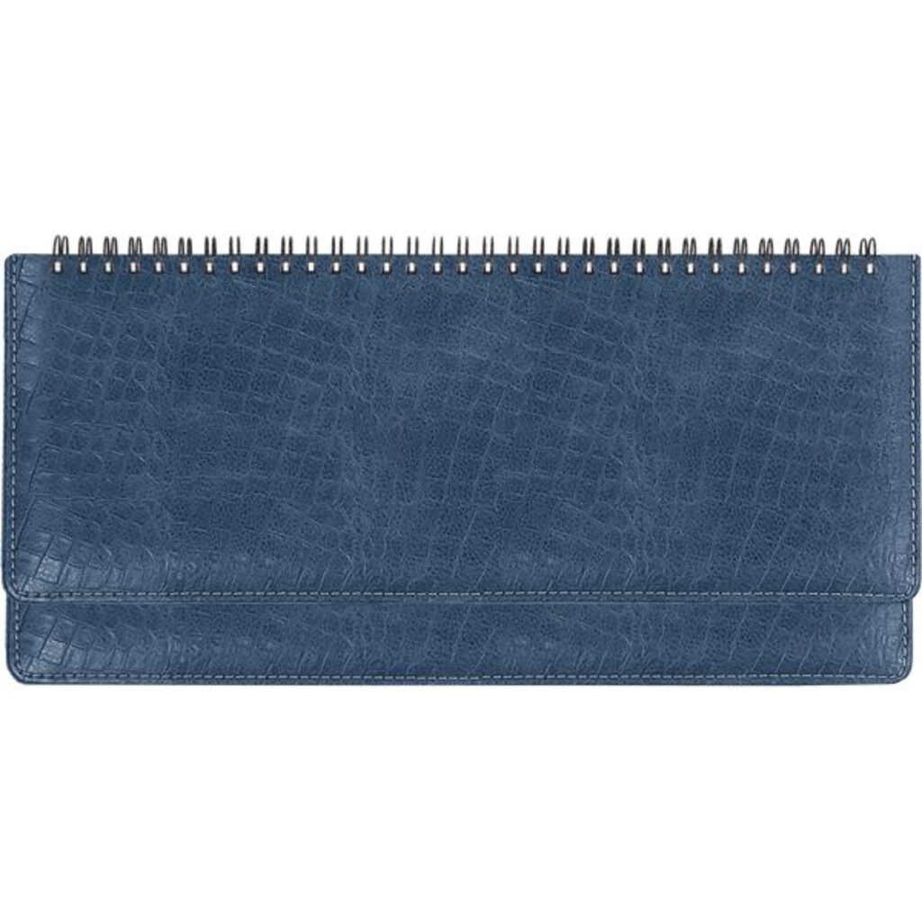 Планинг дат. 2022г (310*145) 128стр., Croco синий, тв. обложка, кожзам, евроспираль, 70г/м2