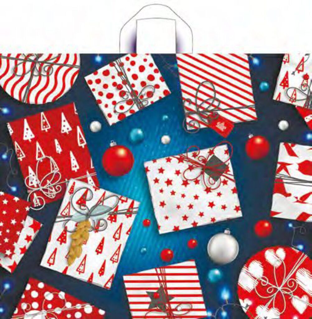 Пакет 50*60см (60мк) с петлевой ручкой "Яркие подарки" ПВД