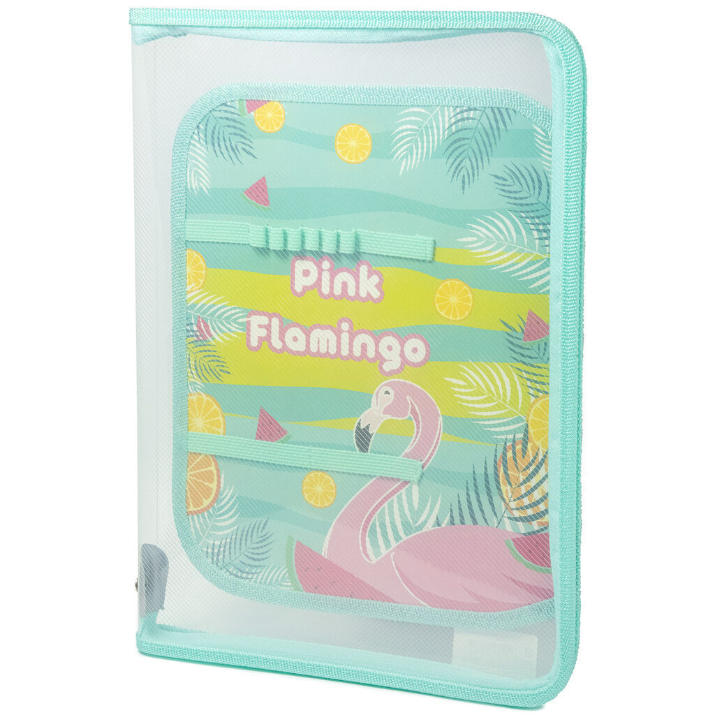 Папка д/труда А4 (325*230*25) 1отд. откид. планка, молния вокруг, пластик "Pink Flamingo"