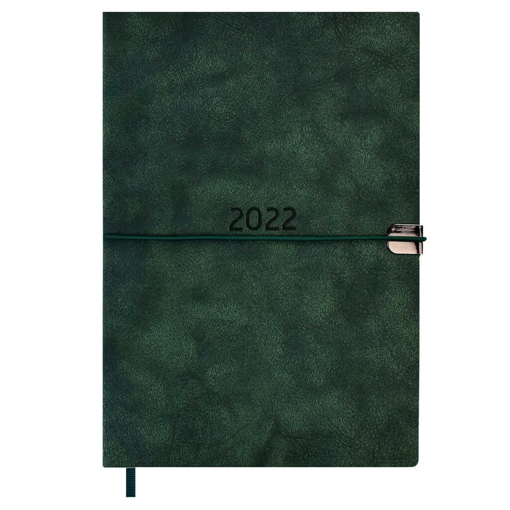 Еженедельник дат. 2022г (146*211) кож.зам., мягк.пер., 176л. "Тиволи зеленый" блинт.тисн., ляссе
