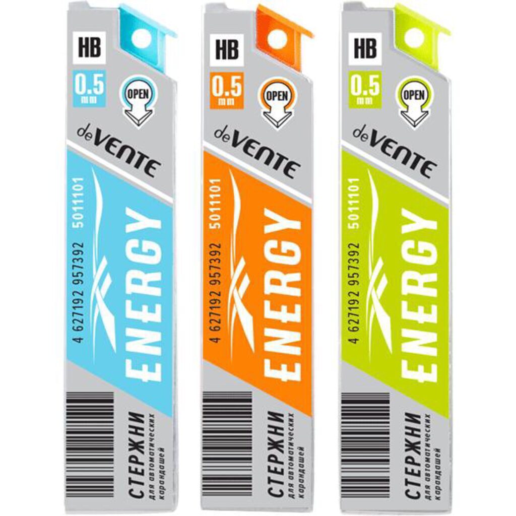 Грифели запасные "deVENTE. Energy" 0,5мм, HB, 12 гриф. в пенале