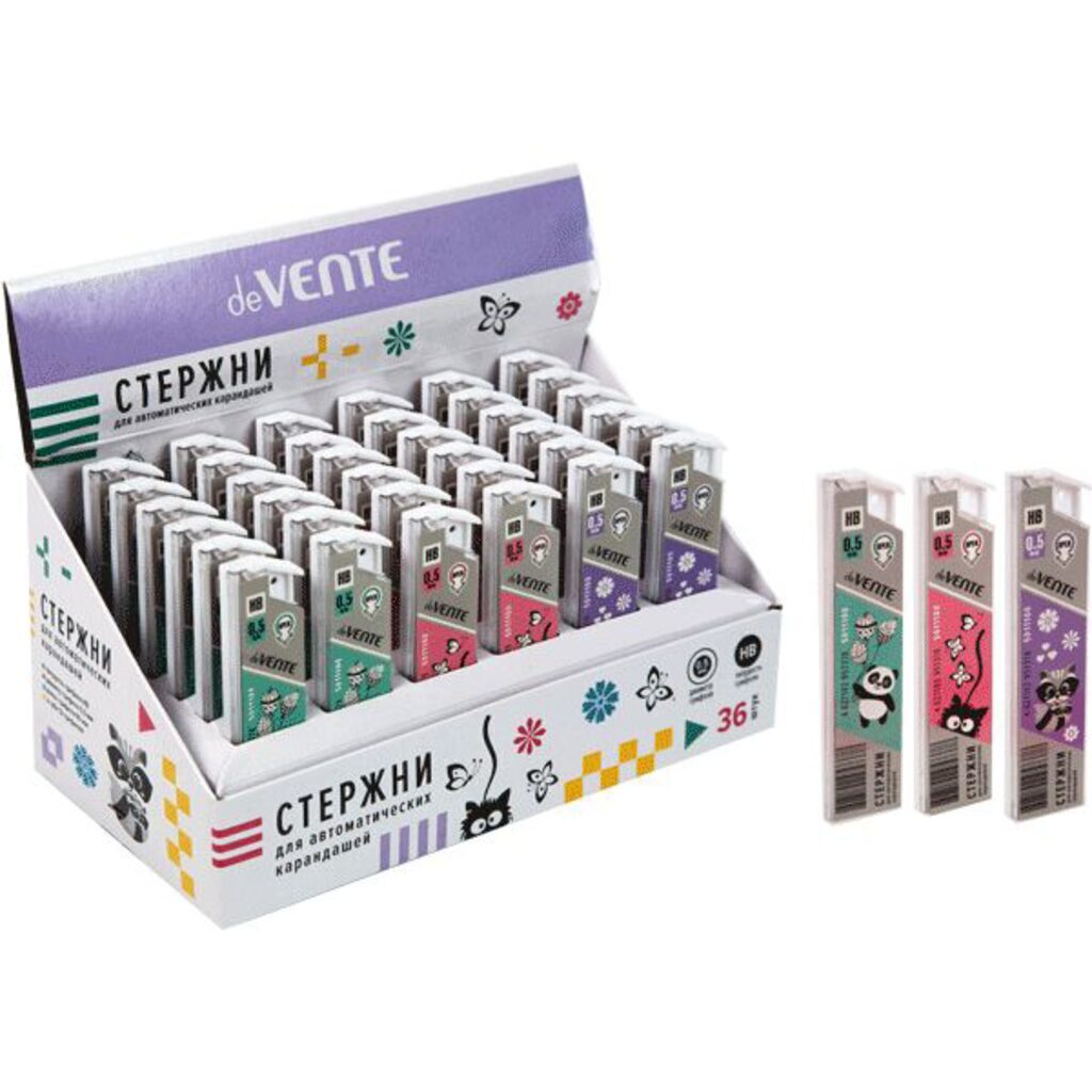 Грифели запасные "deVENTE. Pastel" 0,5мм, HB, 12 гриф. в пенале