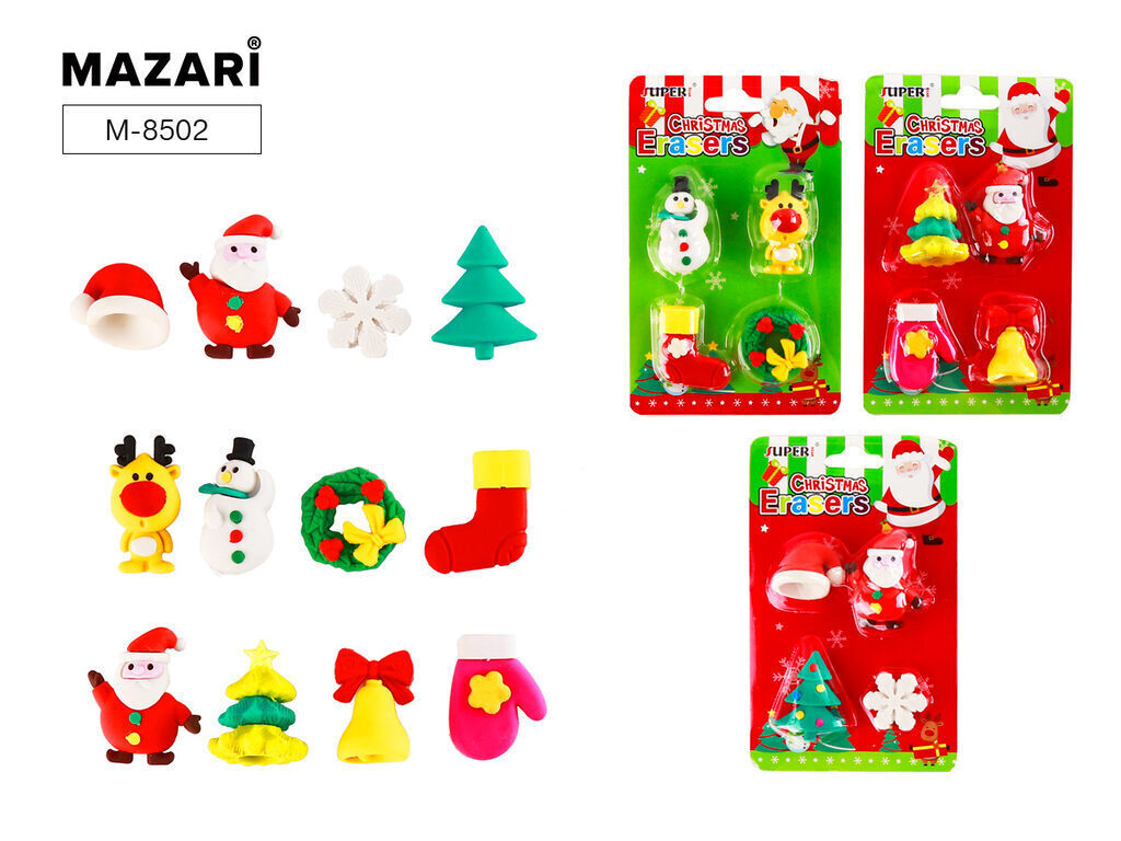 Набор ластиков "Merry Christmas" 4 шт., фигурные