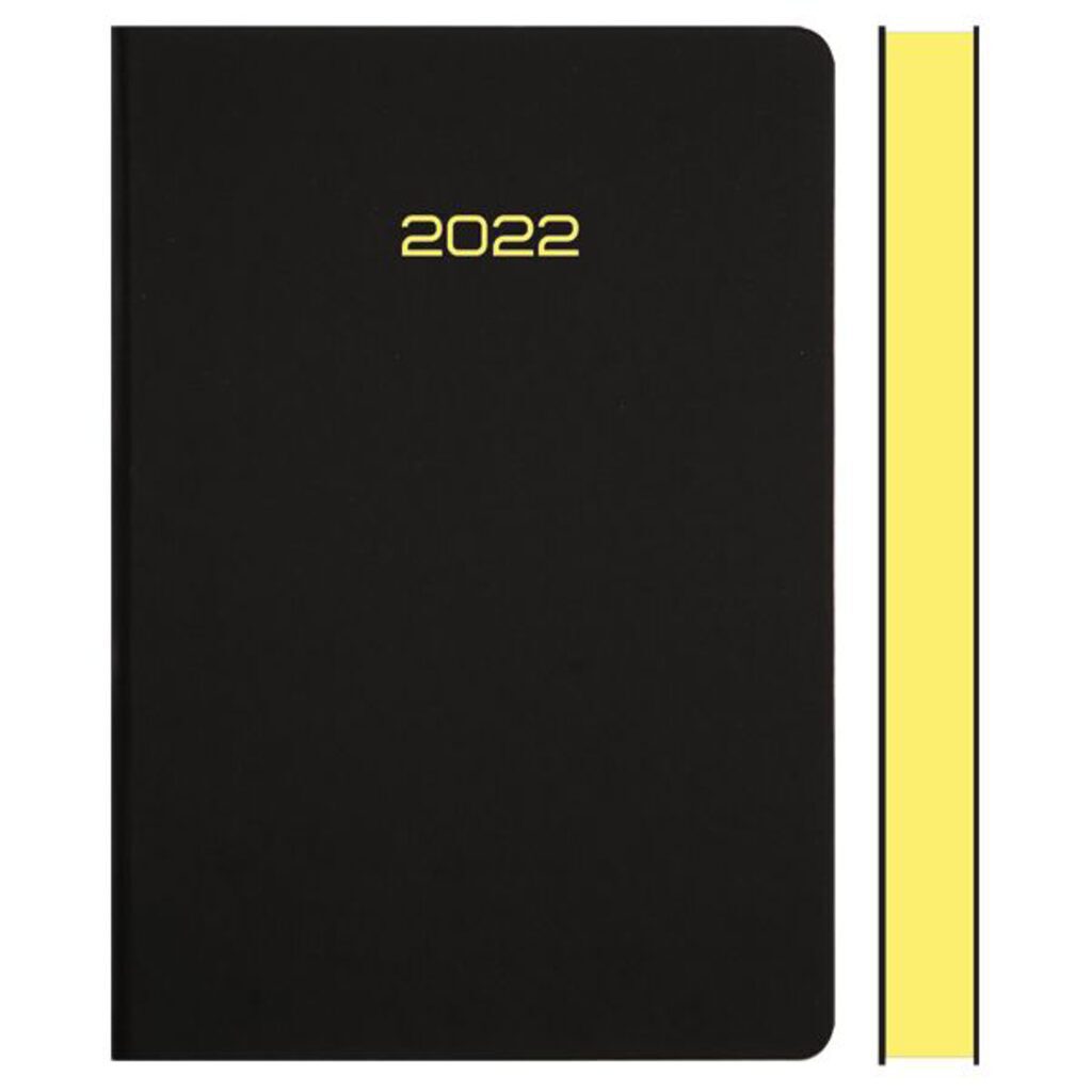 Ежедневник дат. 2022г А5 deVENTE Duo 352стр., черный/желтый, иск. кожа, 2 ляссе, 70г/м2