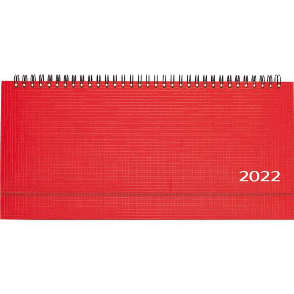 Планинг дат. 2022г (294*142) 128стр., Lancaster красный, тв. обложка, балакрон,евроспираль, 70г/м2