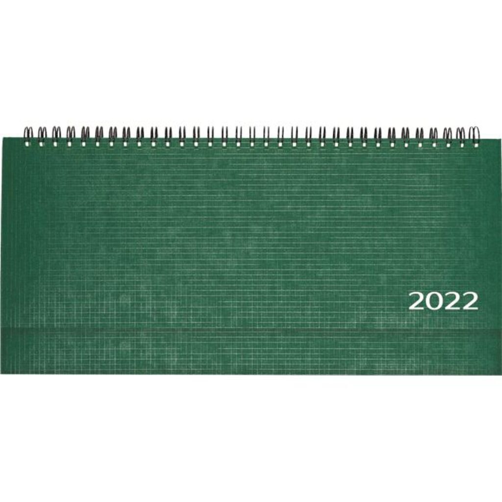 Планинг дат. 2022г (294*142) 128стр., Lancaster зеленый, тв. обложка, балакрон,евроспираль, 70г/м2