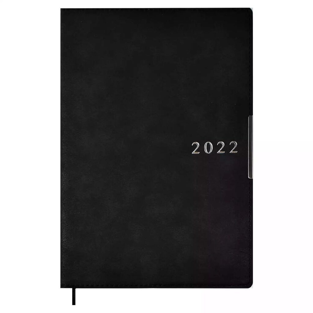 Еженедельник дат. 2022г А5+ кож.зам., мягк.пер., 80л. "Тиволи черный" ляссе