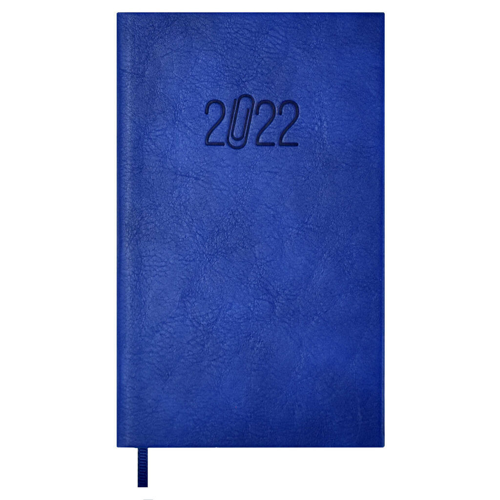 Еженедельник дат. 2022г (80*140) кож.зам., тв.пер., 64л. "Вачетто синий" ляссе