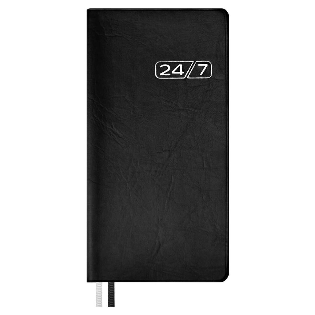 Ежедневник недат 77*148мм ПВХ, мягк.пер.,  56л. "Черный" тисн.фольгой, ляссе