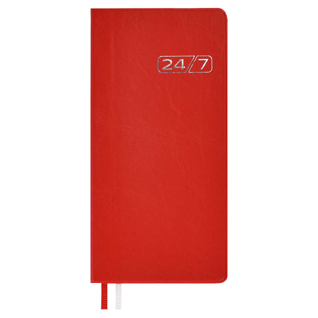 Ежедневник недат 77*148мм ПВХ, мягк.пер.,  56л. "Красный" тисн.фольгой, ляссе