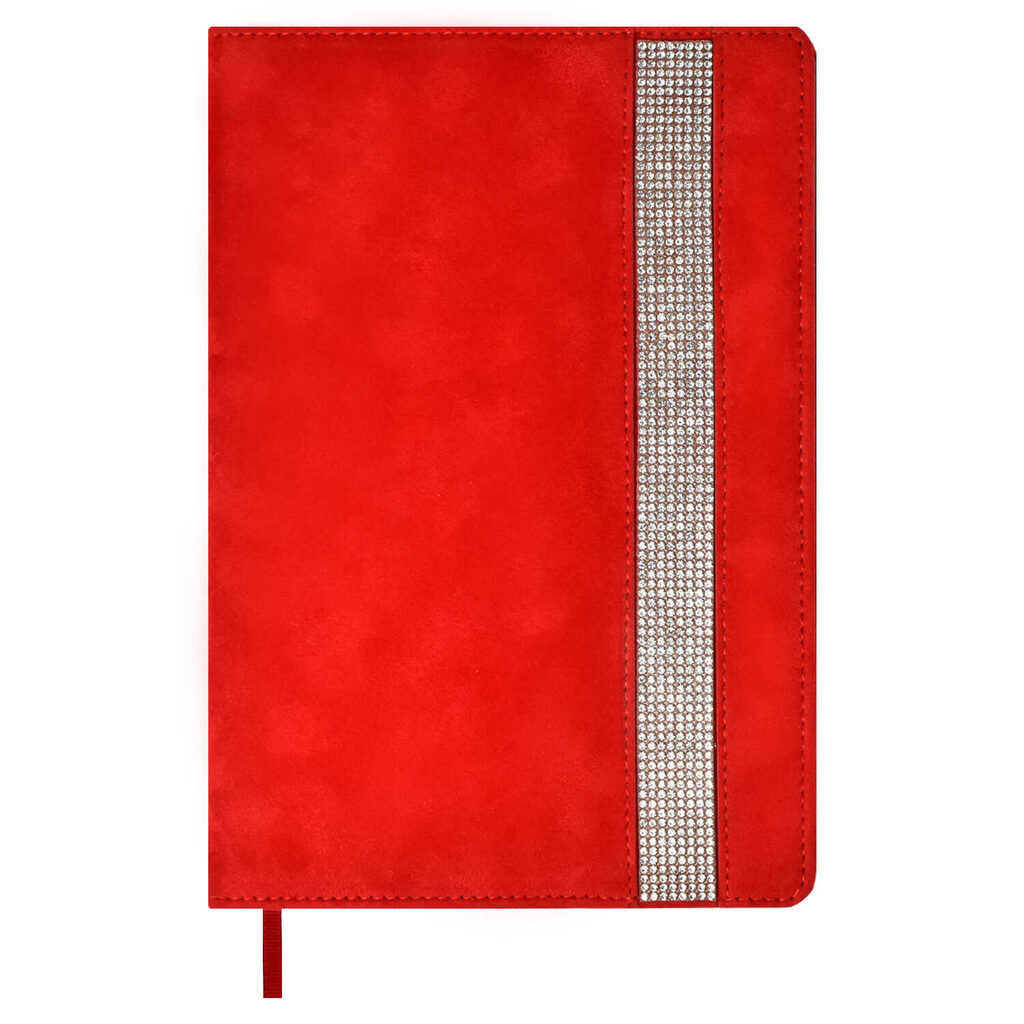 Ежедневник недат А5 кож.зам., тв.пер., 160л. "Лэвелюр красный" стразы, ляссе