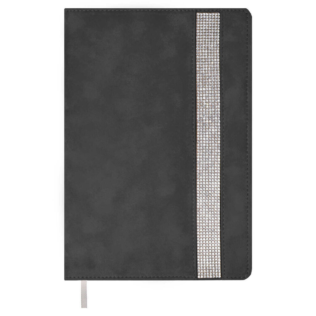 Ежедневник недат А5 кож.зам., тв.пер., 160л. "Лэвелюр серый" стразы, ляссе