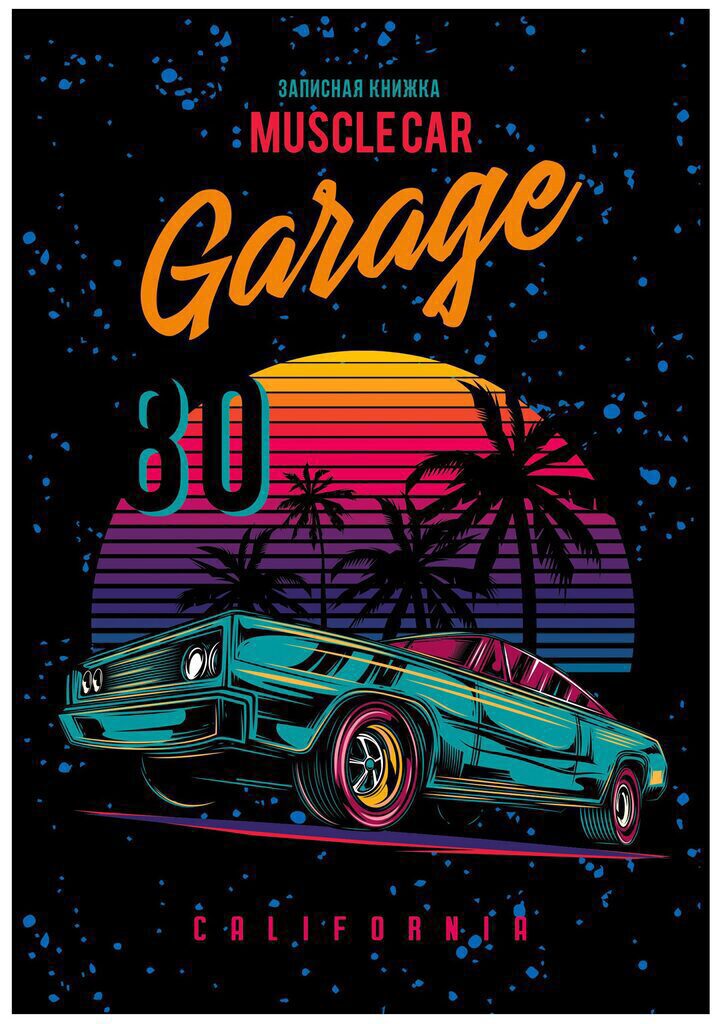 Блокнот А5 7БЦ  80л "Ретровейв и машина" кл., твин.лак., фольга*