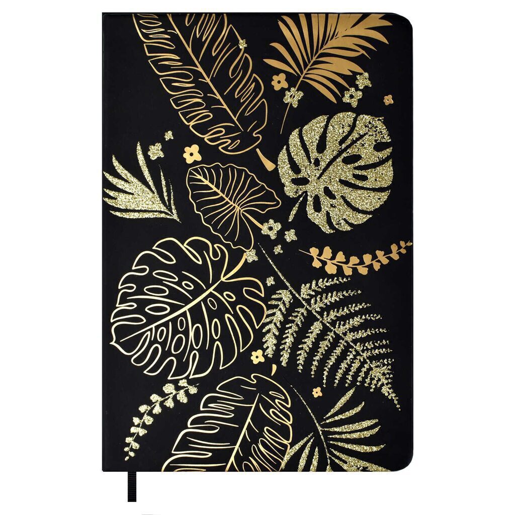 Ежедневник недат А5 кож.зам., тв.пер., 120л. "Виннер черный" глиттер, тисн.фольгой, ляссе