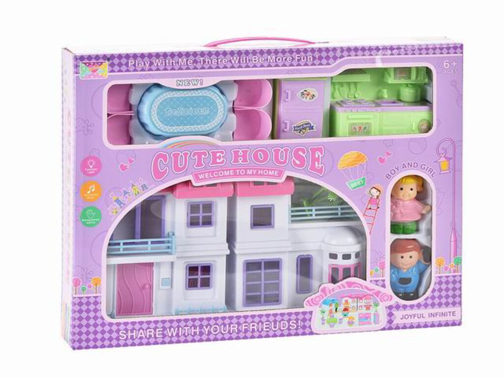 Дом для кукол (37,5х28) "Вилла на пляже" (с аксессуарами, свет,звук,бат.в компл.)