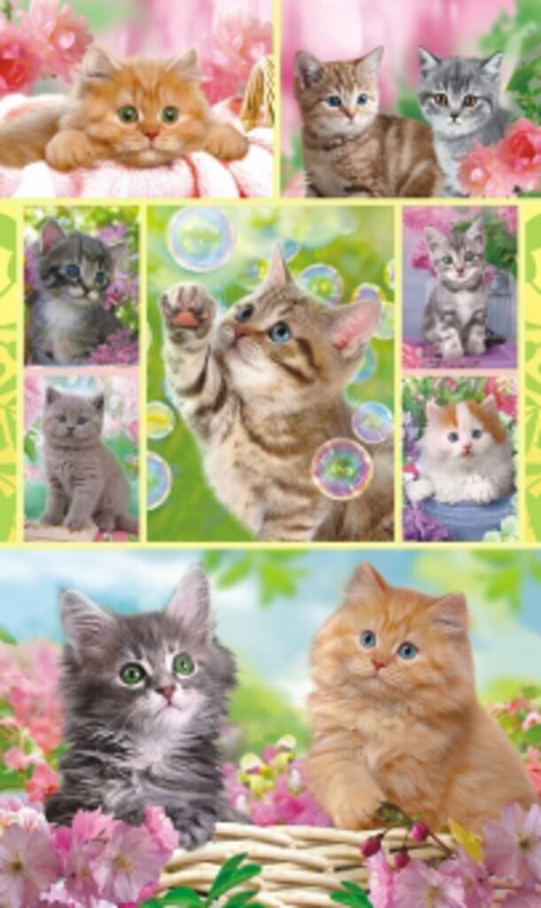 Наклейки детские 16*9см  "Кошки" с блёстками