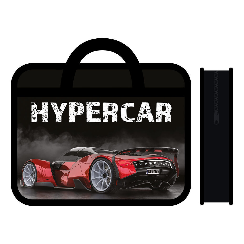 Папка А4 (330*260*75) с ручками, молния, пластик "Hypercar"
