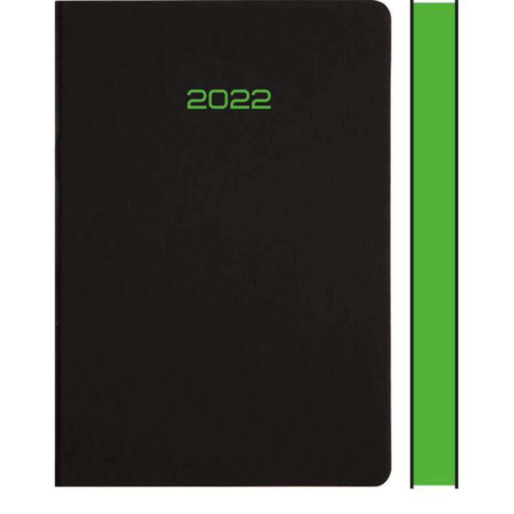 Ежедневник дат. 2022г В6 deVENTE Duo 352стр., черный/салатовый, тв.обложка, кожзам, ляссе,70г/м2
