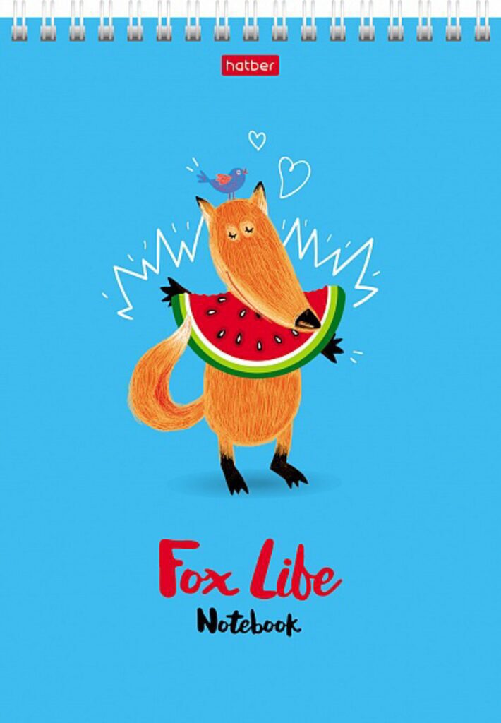 Блокнот А5  96л гребень "Funny fox" клетка, тонир.блок