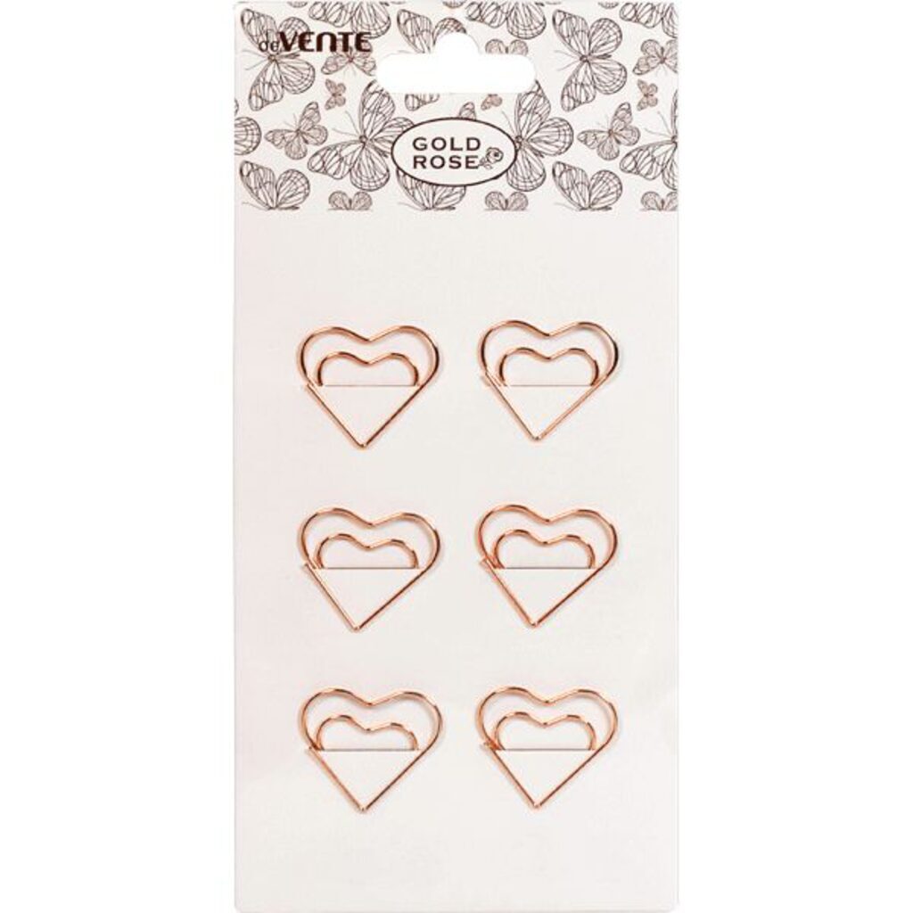 Скрепки  "Gold Rose. Heart" 30мм - 6шт. в блистере