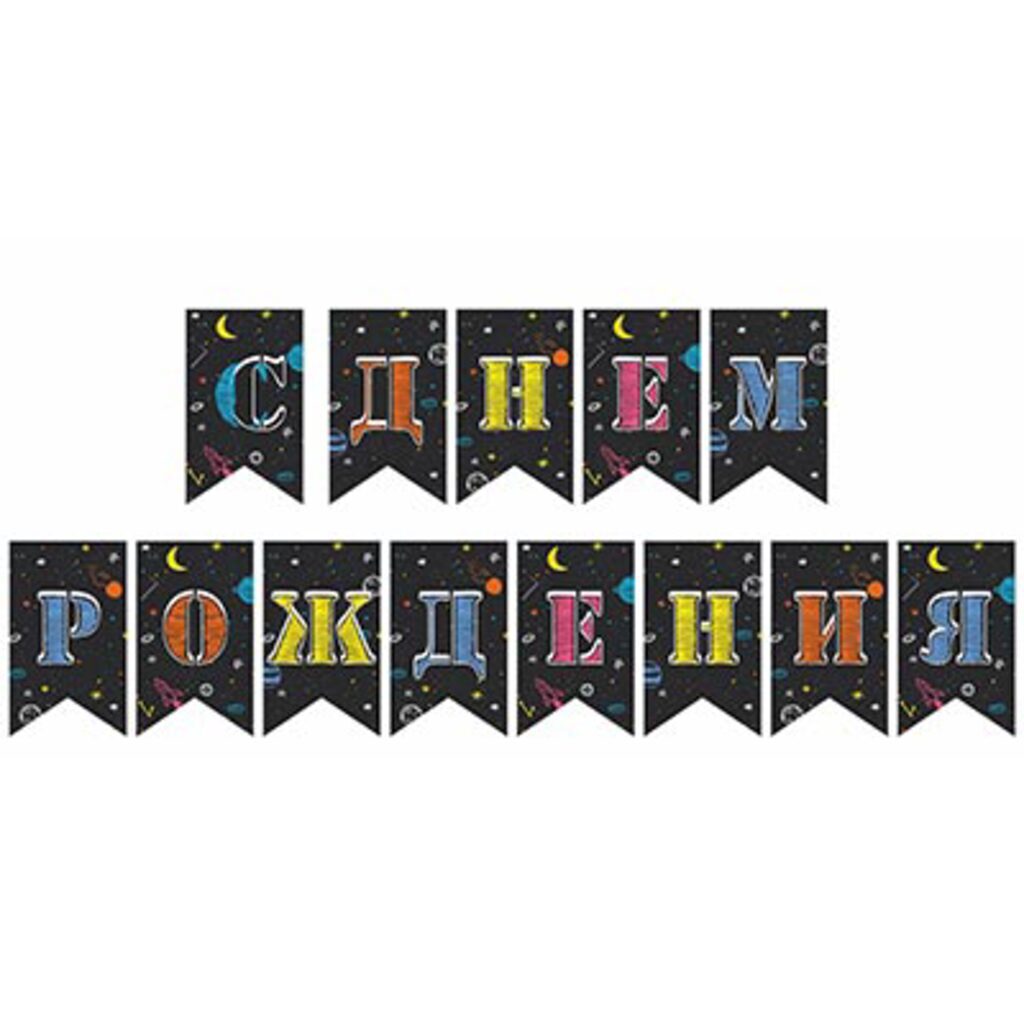 Гирлянда "С Днем Рождения" 160 см. (Космос)