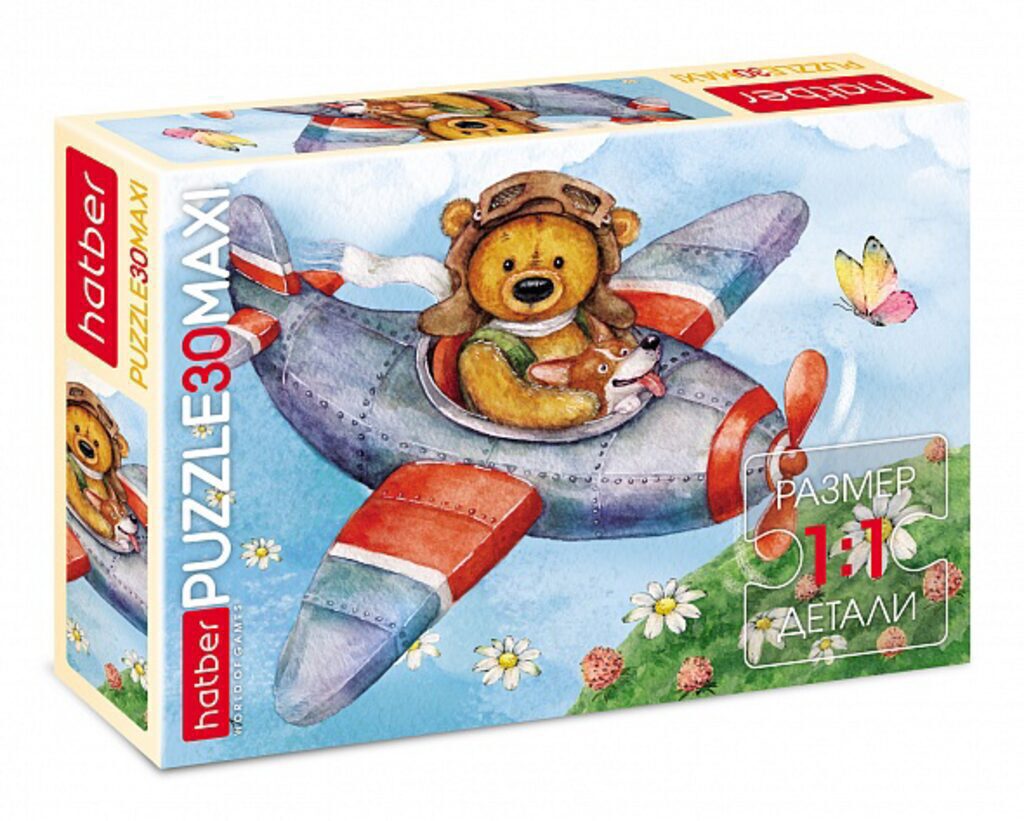 Пазл МАКСИ 30 элементов  290*210мм.  "Мишка-пилот"