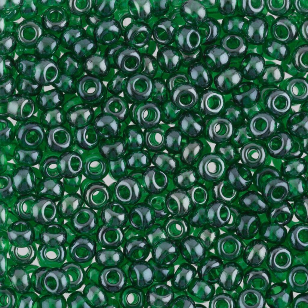 Бисер круглый "GAMMA"  2,3мм,  5гр стекло, прозрачн. блестящий, т. зелёный