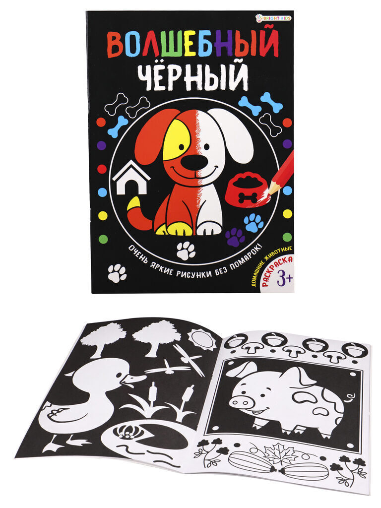 Раскраска "Волшебный черный. Домашние животные" А4 16стр.