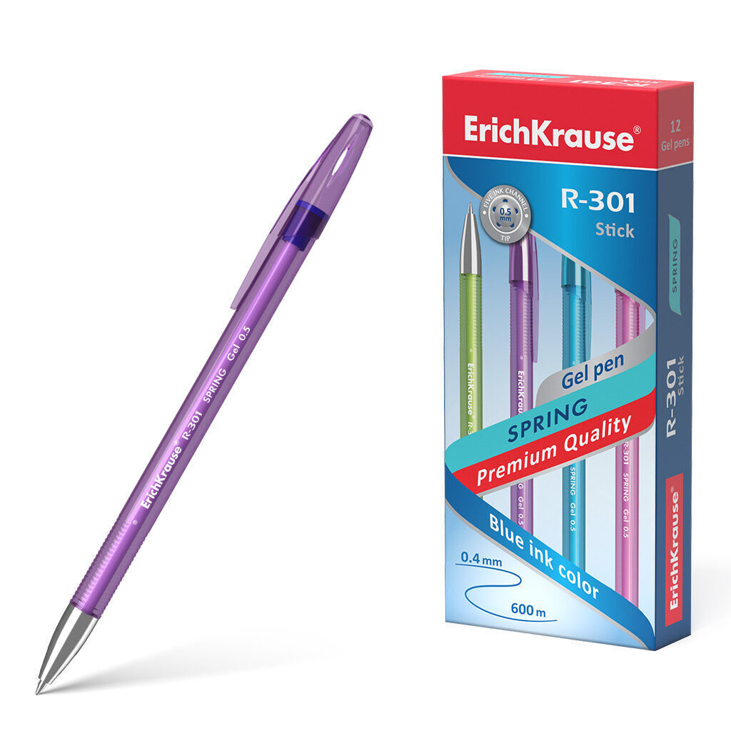 Ручка гелевая EK R-301 Spring Gel Stick  синяя, 0,5мм