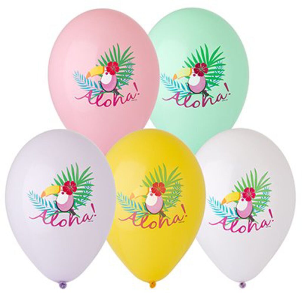 Шар с рисунком 14" Тукан ALOHA 6цв 25 шт.