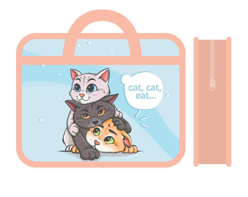 Папка А4 (330*260*120) с ручками, молния, пластик "Три котика"