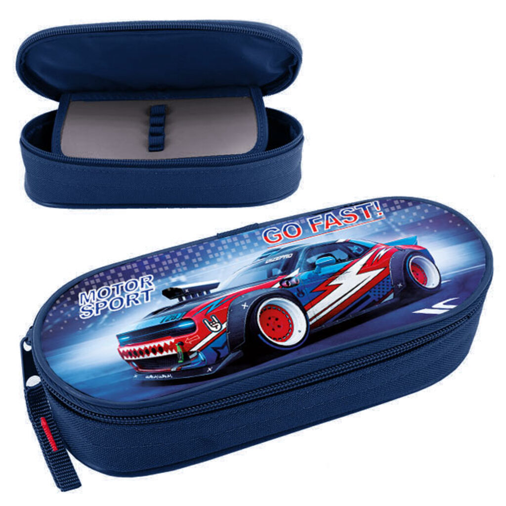 Пенал-косметичка с откид.планкой (210*85*50) молния, ткань "Motor sport"