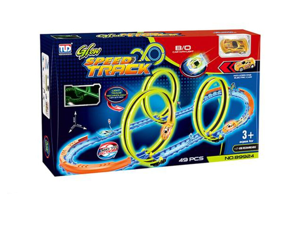 Игровой набор для мальчиков "Автотрек" 54см, 49 дет., машинка, светится