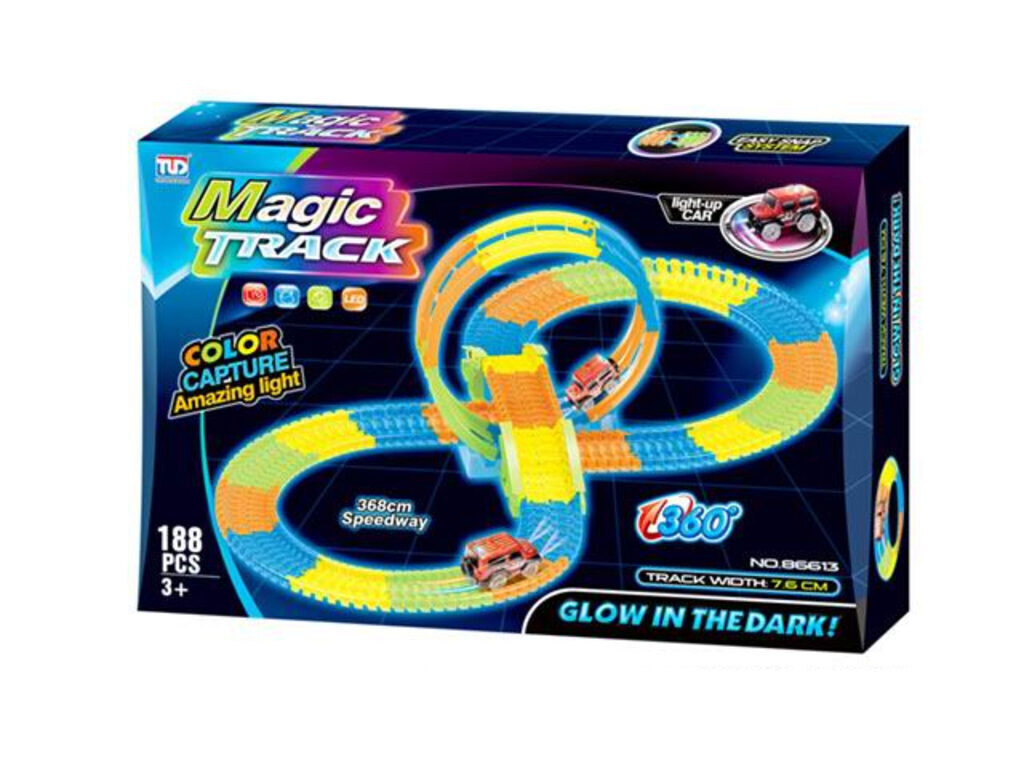 Игровой набор для мальчиков "Автотрек" 54см, 188 дет., машинка, светится