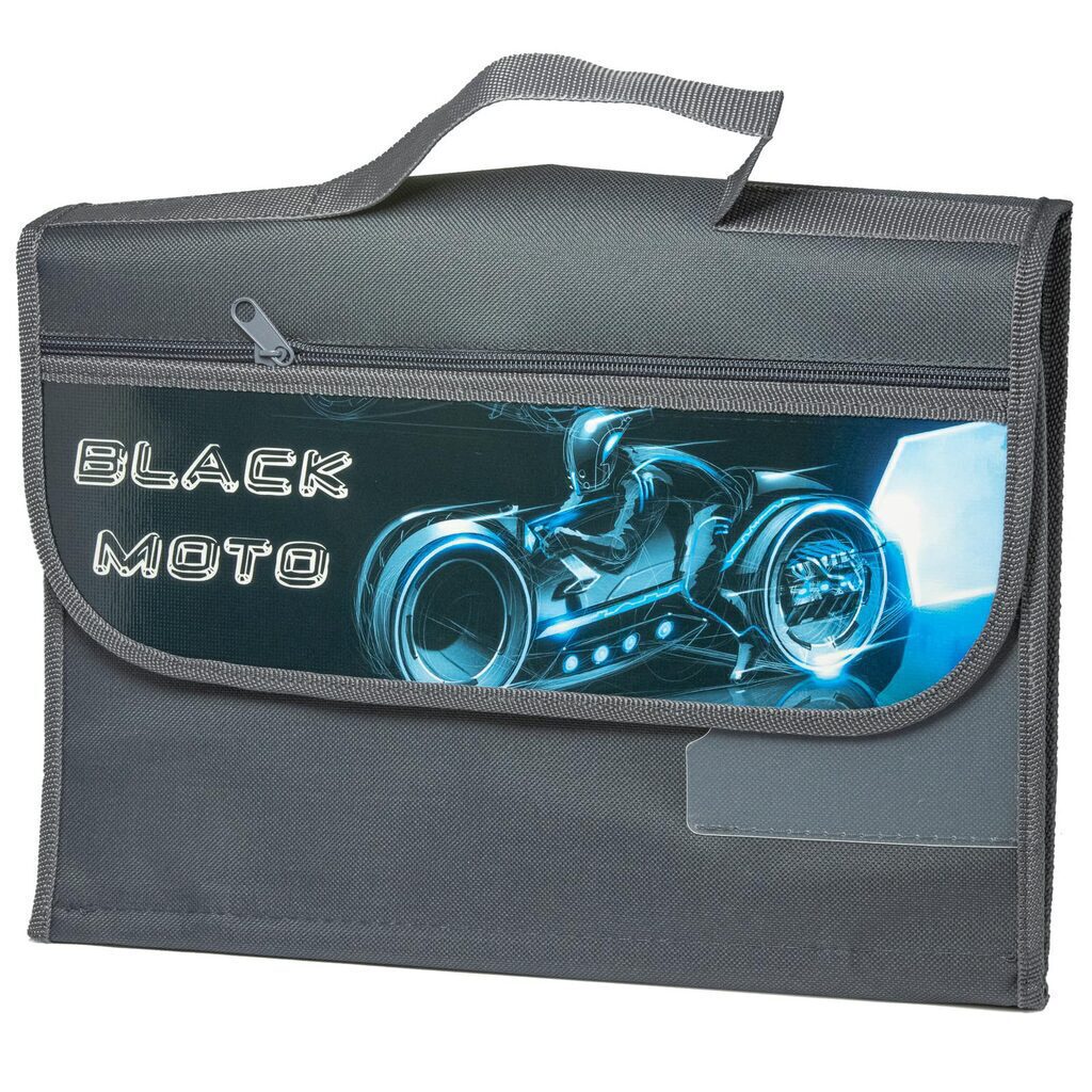 Папка д/труда А4 (325*240*40) 1отд. с ручками, ткань, липучка "Black moto"