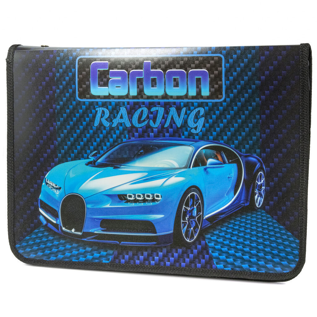 Папка д/труда А4 (325*230*25) 1отд. молния вокруг, пластик "Carbon racing"