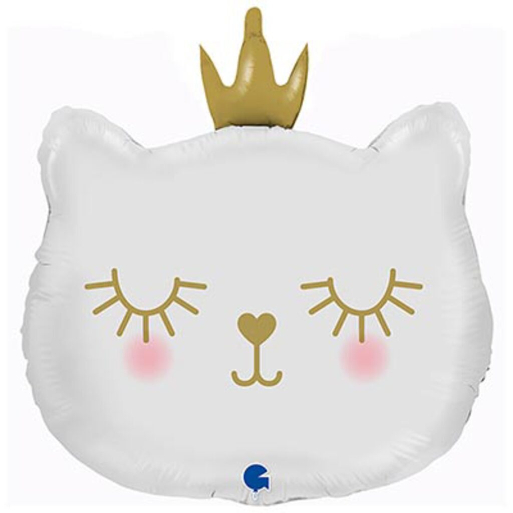 Шар фольга 26" "Голова кошки" белая с короной 66см