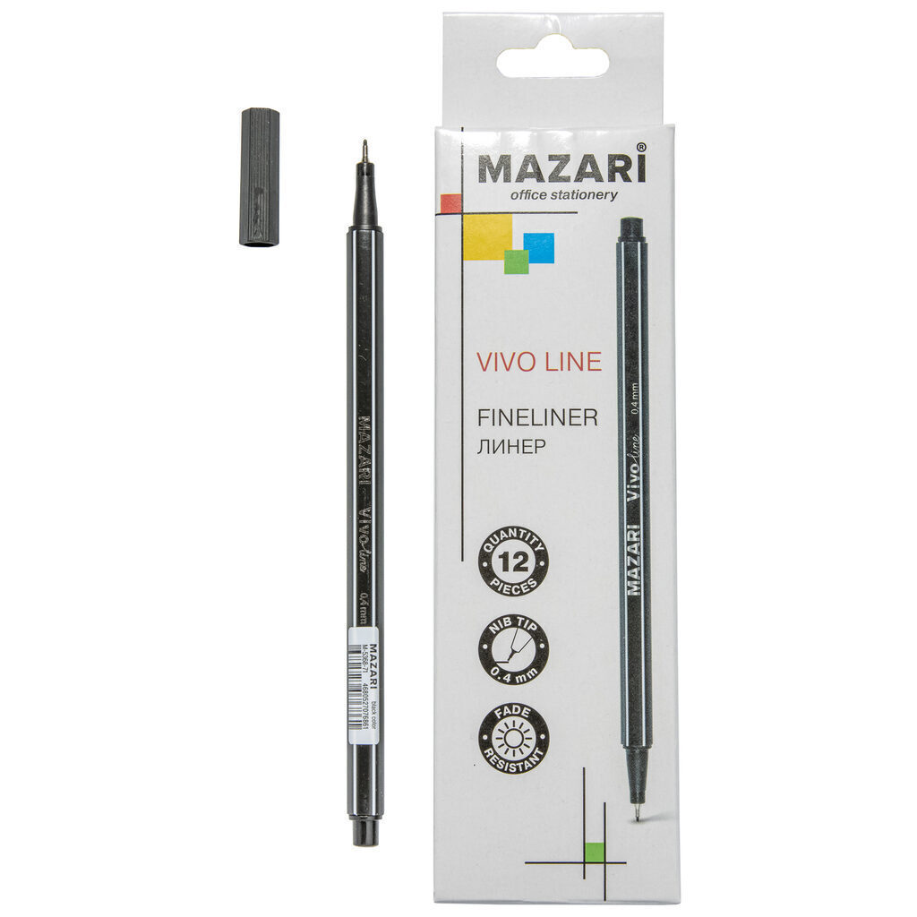 Ручка линер 0,4мм "Mazari VIVO LINE" черный