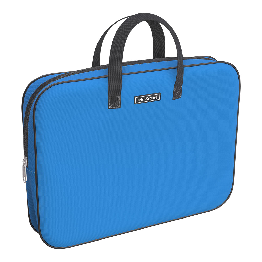 Папка текстильная на молнии ErichKrause с ручками Neon® Blue, A4+