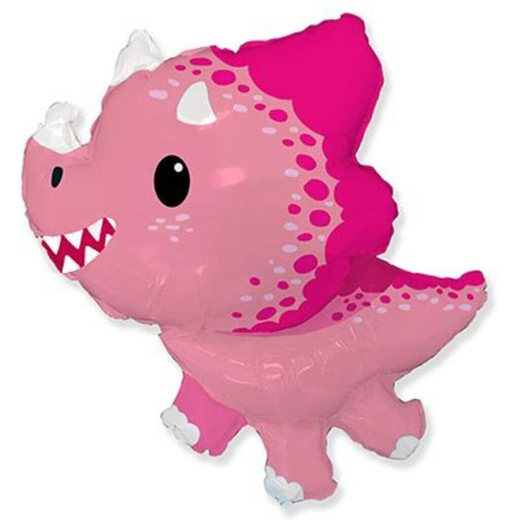 Шар фольга 11" "Динозавр Трицератопс" розовый
