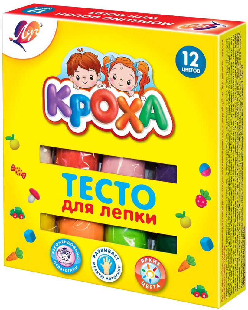 Тесто для лепки 12цв.*35гр."Кроха"