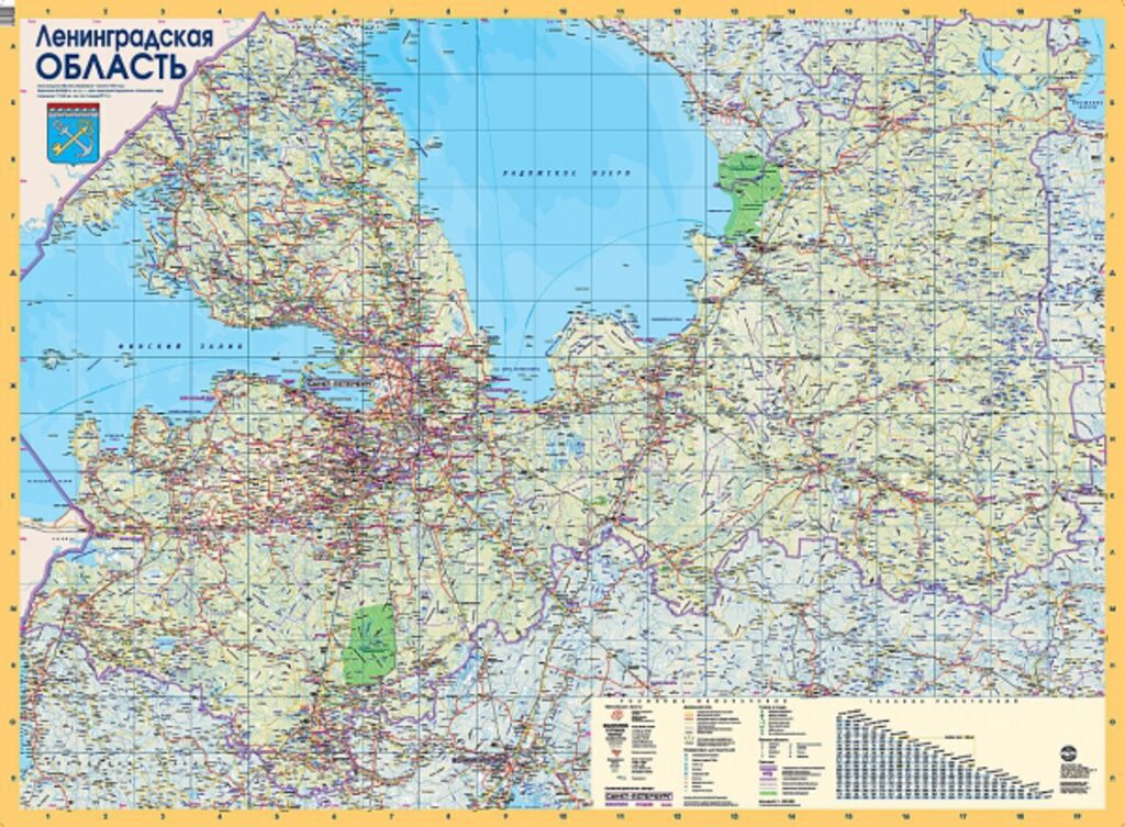 Карта настенная "Ленинградская область малая" 1:450 т. (100х70)