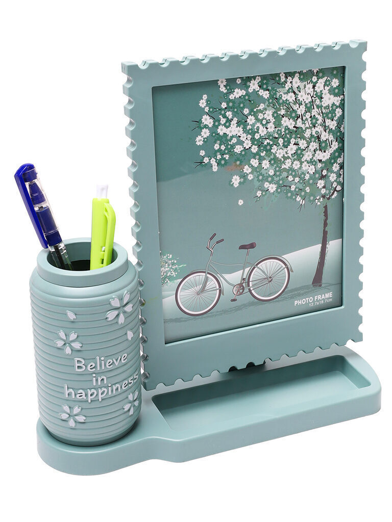 Фоторамка на 1 фото + органайзер (13*18см) Цветочная фантазия, бирюзовый