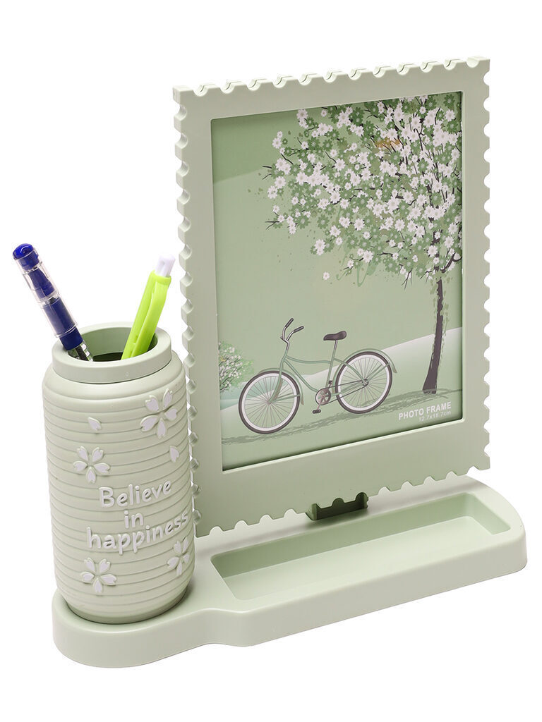 Фоторамка на 1 фото + органайзер (13*18см) Цветочная фантазия, зеленый