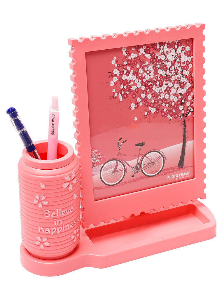Фоторамка на 1 фото + органайзер (13*18см) Цветочная фантазия, розовый