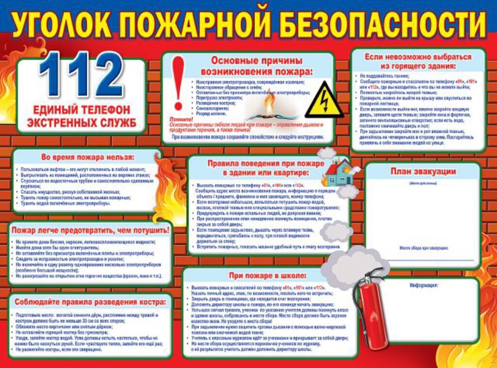 Плакат 45*60см "Уголок пожарной безопасности"