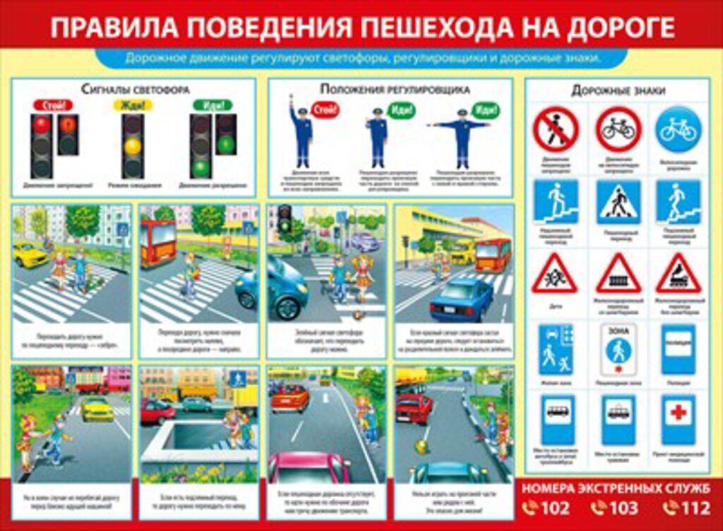 Плакат 60*44см "Правила поведения пешехода на дороге"
